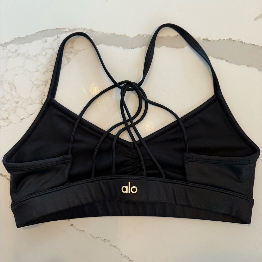 ALO Yoga Black Strappy Back Sports Bra